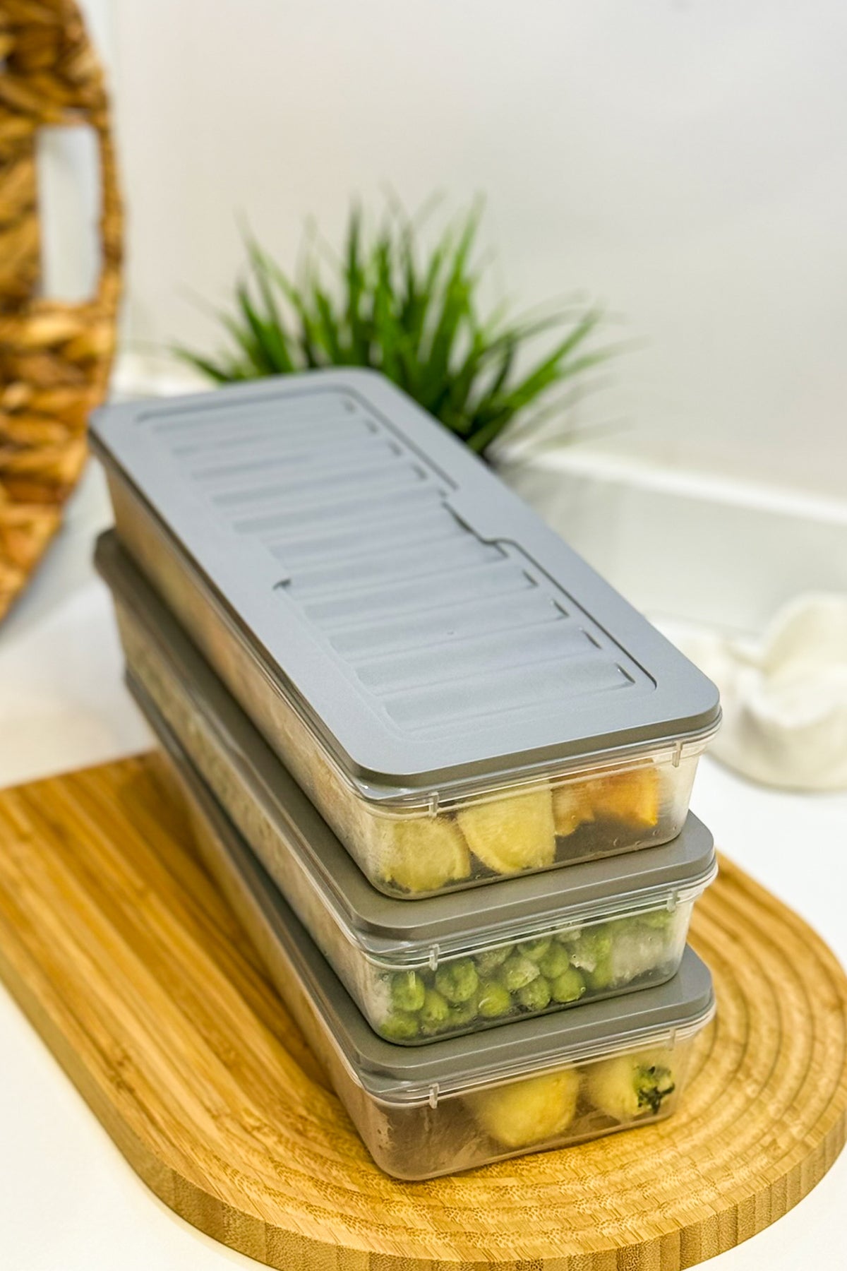 3'lü Buzdolabı Düzenleyici Difriz Organizer Mikrodalga Uygun Saklama Kabı 3 x 1170 ML Antrasit