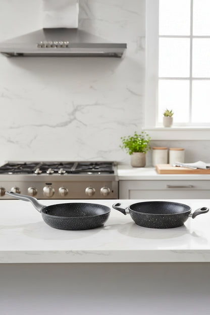 2 Parça 24 CM Bio Granit Sahan ve Tava Seti Yanmaz Yapışmaz, Sağlıklı ve Dayanıklı Kullanım