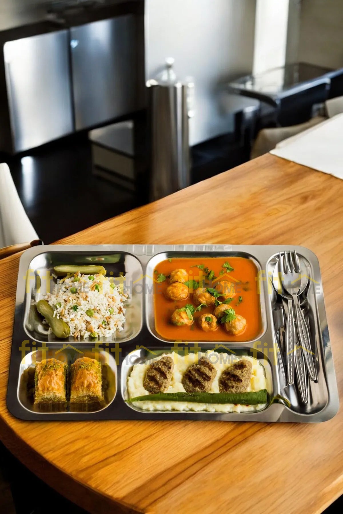 Metal Paslanmaz Çelik Yemek Tabldot Servis Tabağı Fabrika Hastane Okul Çok Amaçlı Kullanım