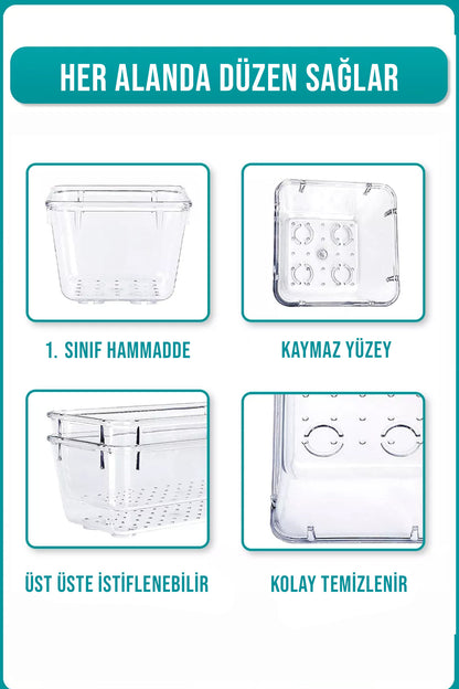 7'li Modüler Kepçelik Şeffaf Çekmece İçi Organizer