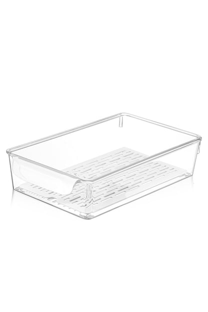 FrostyBox Süzgeçli Sığ Buzdolabı Düzenleyici ve Dolap İçi Organizer Kapaklı 2 Adet