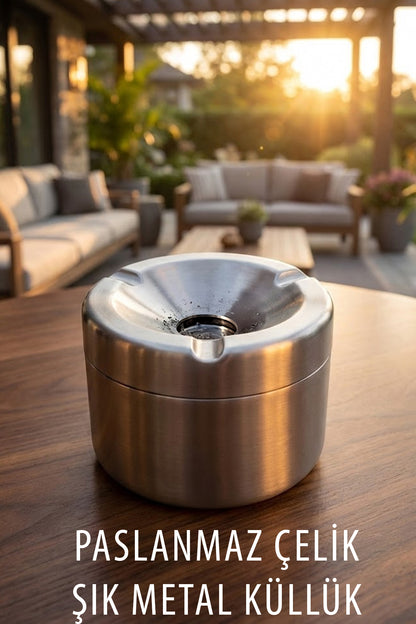 10 ADET Şık Metal Paslanmaz Çelik Kokusuz Kül Tablası Küllük Otel Restorant Kafe Küllük