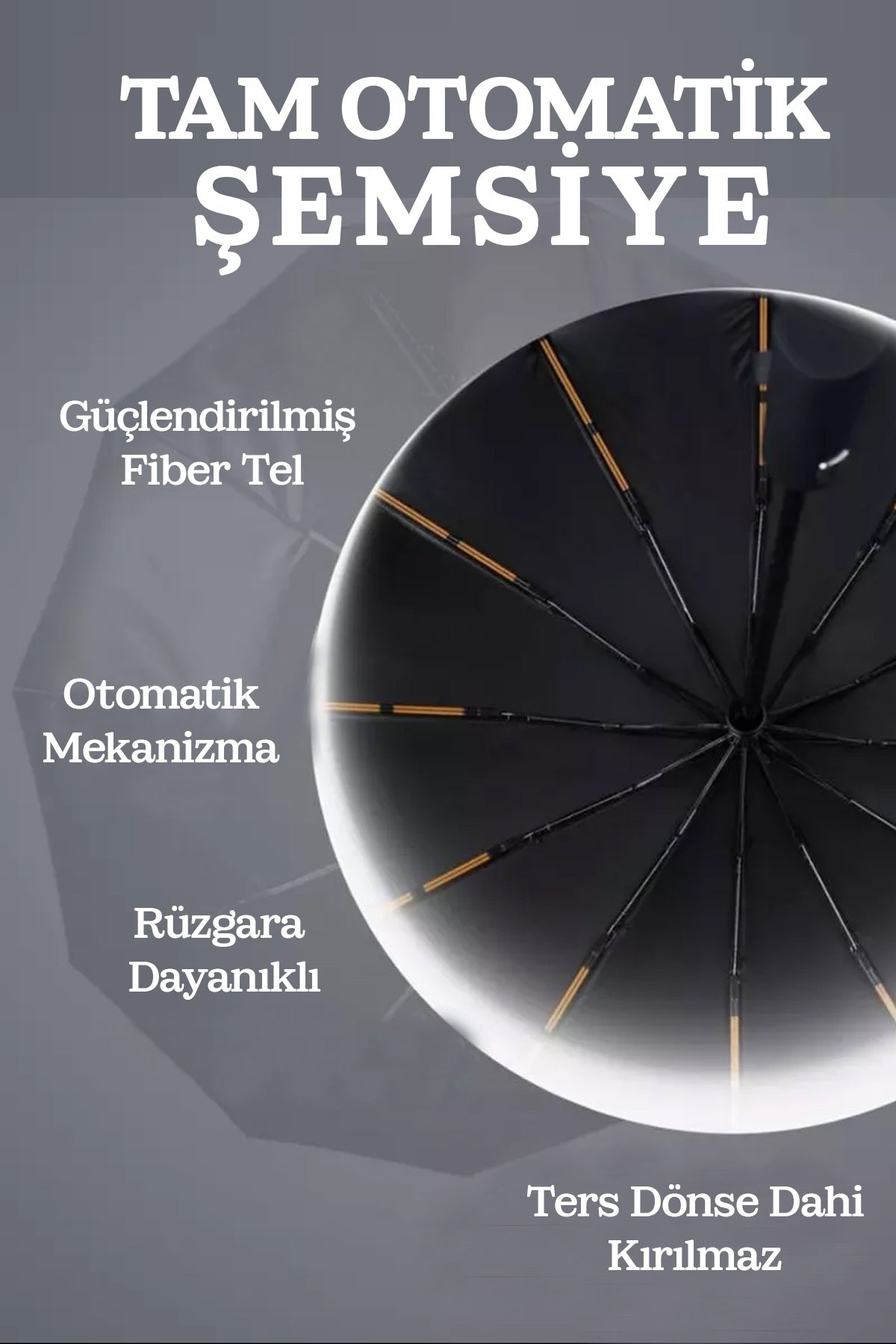 Rüzgarda Kırılmayan Tam Otomatik Fiber Tel Şemsiye 12 Tel