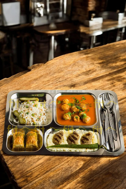 Metal Paslanmaz Çelik Yemek Tabldot Servis Tabağı Fabrika Hastane Okul Çok Amaçlı Kullanım