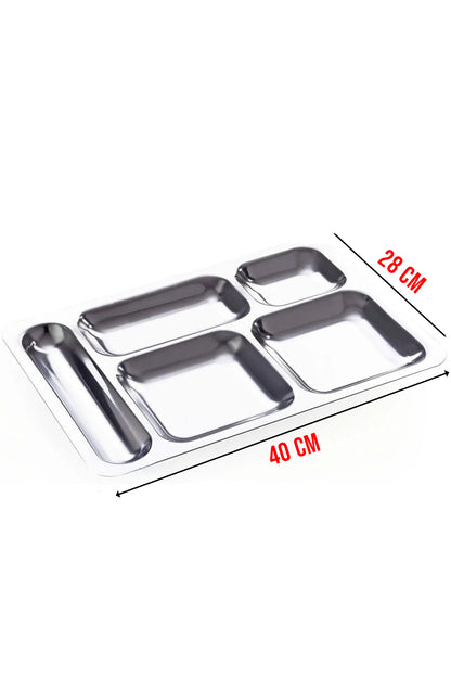 Metal Paslanmaz Çelik Yemek Tabldot Servis Tabağı Fabrika Hastane Okul Çok Amaçlı Kullanım