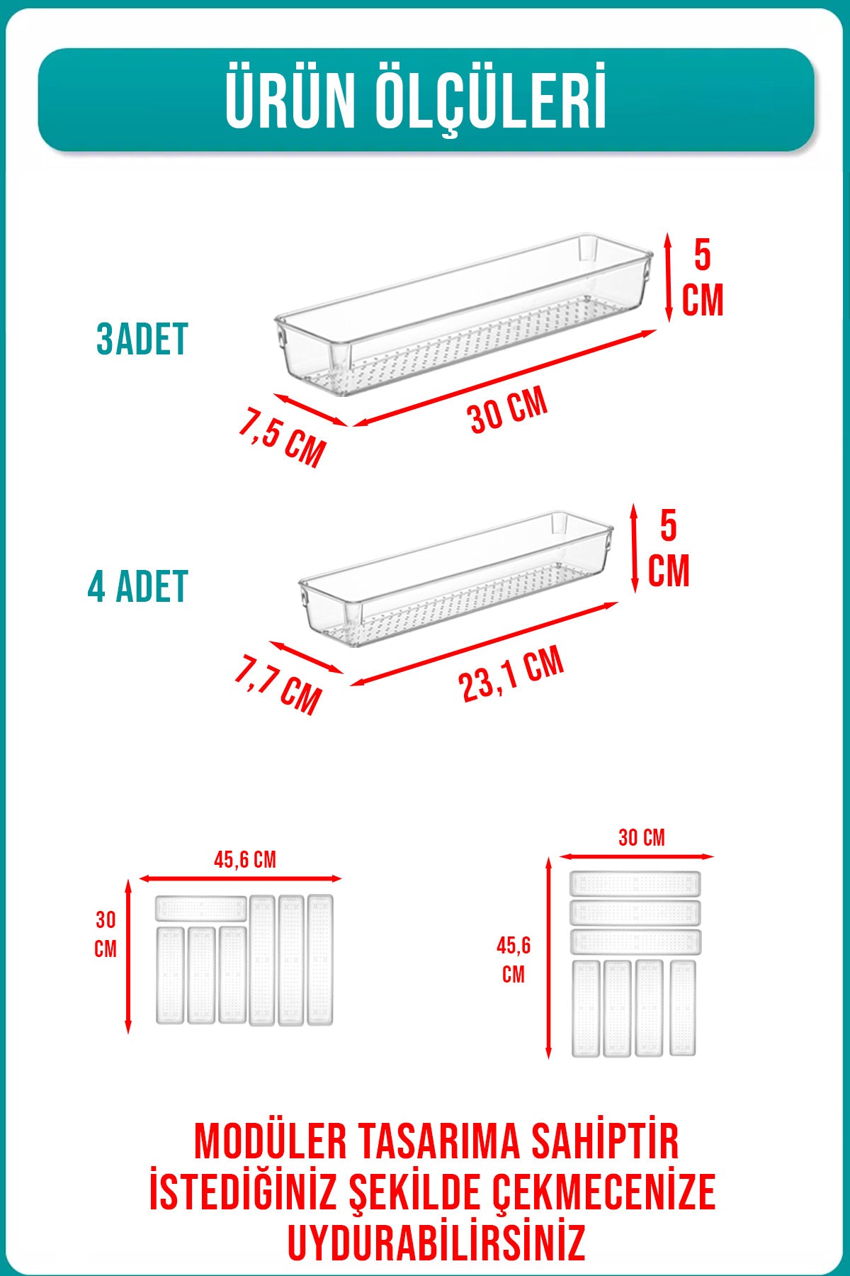 7 Parça Modüler Mutfak Kaşıklık ve Çekmece İçi Düzenleyici Organizer Set