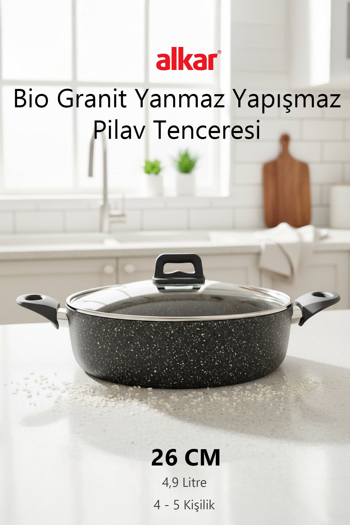 Bio Granit Yanmaz Yapışmaz Pilav Tenceresi – Sağlıklı Dayanıklı ve Kolay Temizlenen Pilavlık