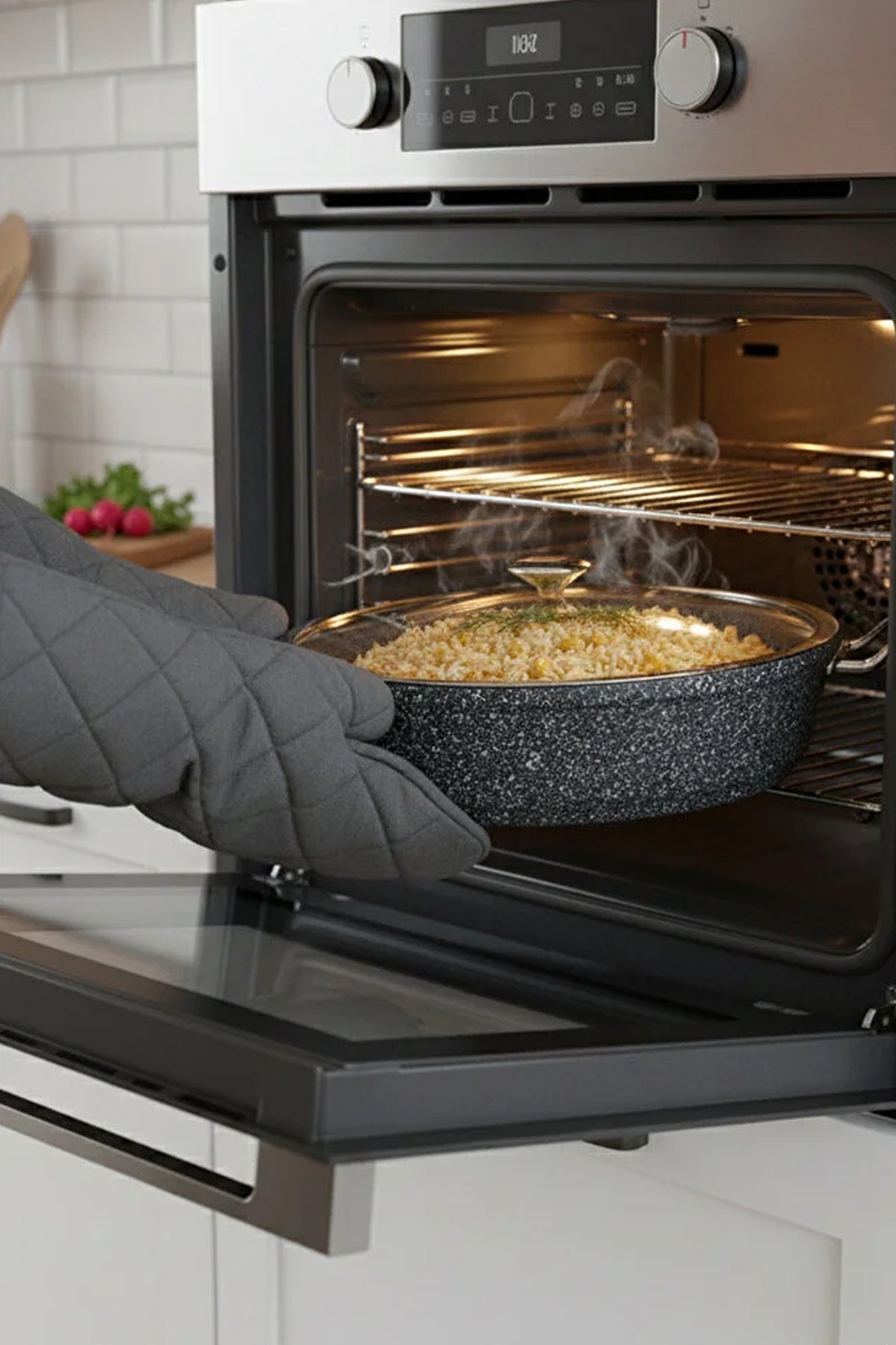 28 Cm Derin & 24 Cm Pilav Karnıyarık Granit Döküm Tencere Seti Fırına Uygun Dayanıklı
