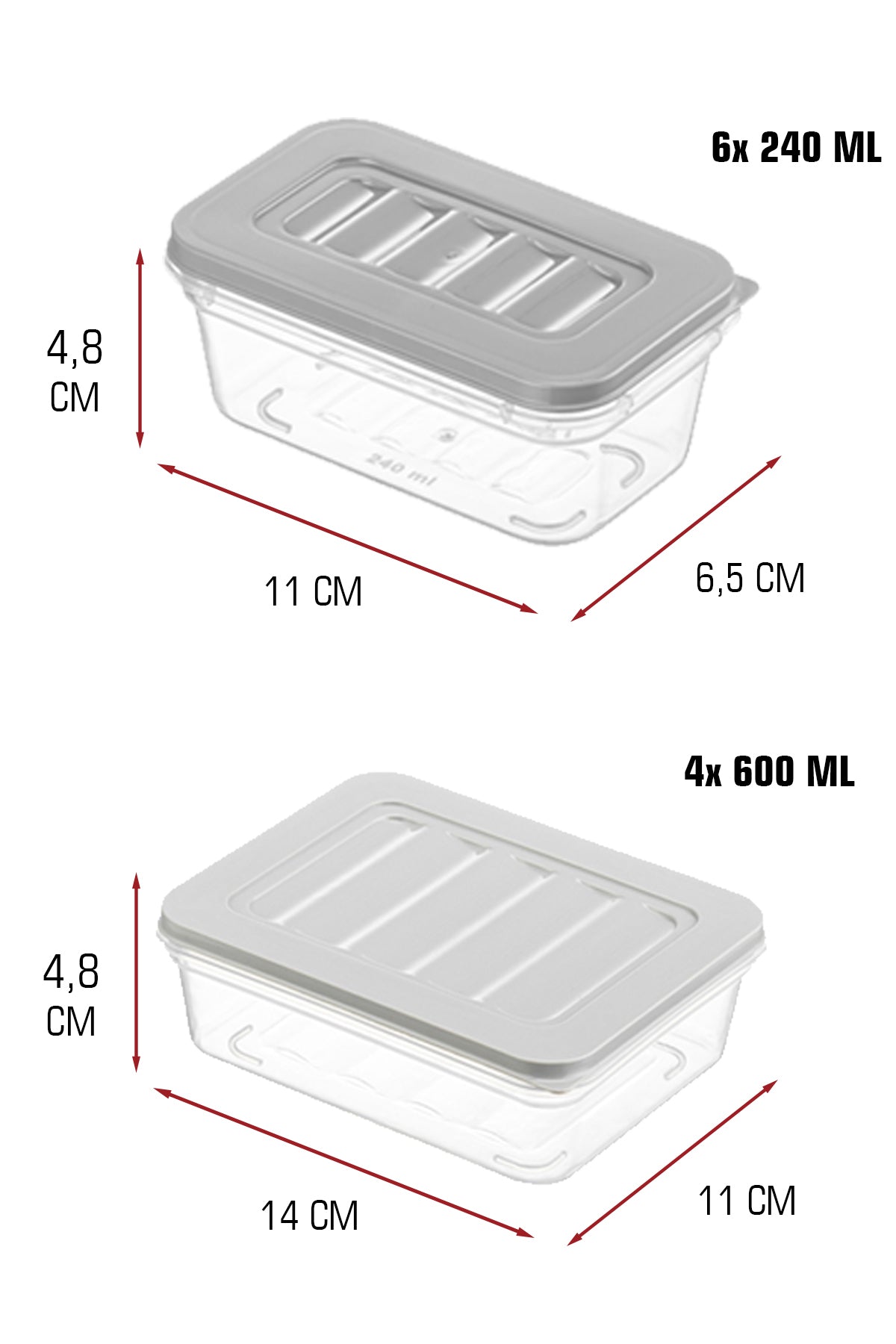 12’li Buzdolabı Düzenleyici Saklama Kabı Seti – 6×600 ML + 6×240 ML | BPA Free | Mikrodalga Uyumlu