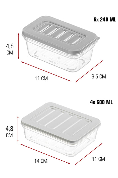 12’li Buzdolabı Düzenleyici Saklama Kabı Seti – 6×600 ML + 6×240 ML | BPA Free | Mikrodalga Uyumlu