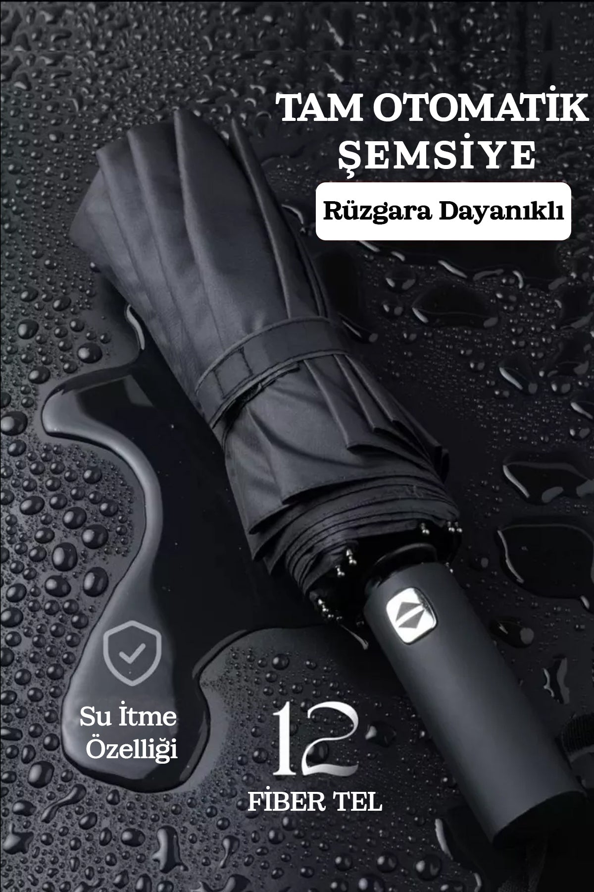 Rüzgarda Kırılmayan Tam Otomatik Fiber Tel Şemsiye 12 Tel