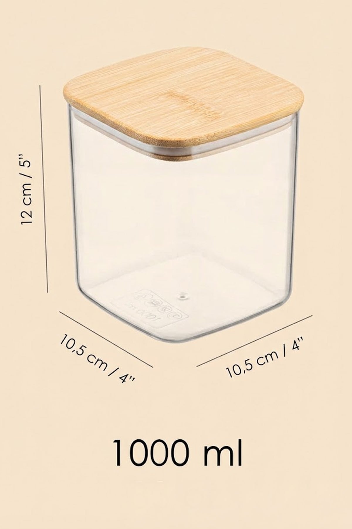 Bambu Kapaklı Kare 6’lı 1000 ML Hava Geçirmez Gıda Saklama Kabı Seti – 1 Litre