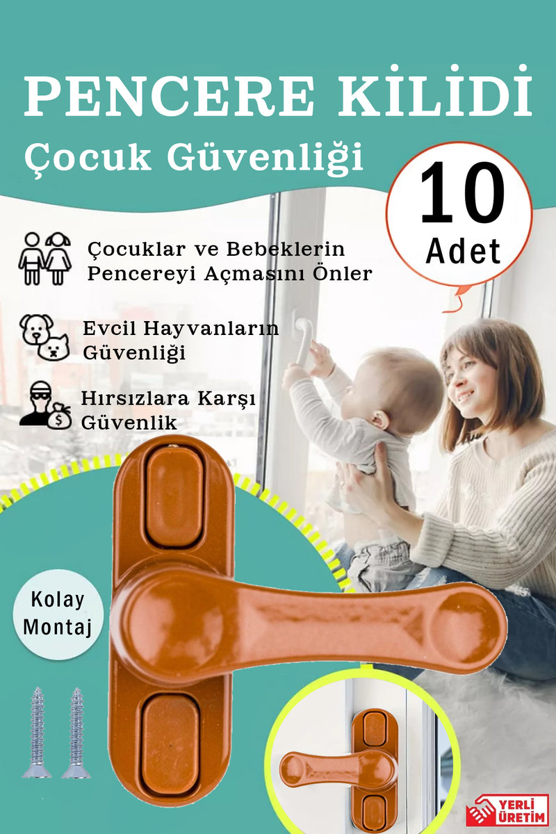 10 Adet Pencere Kilidi Pimapen Pvc Cam Balkon Kapı Çocuk Güvenlik Emiyet Kilidi
