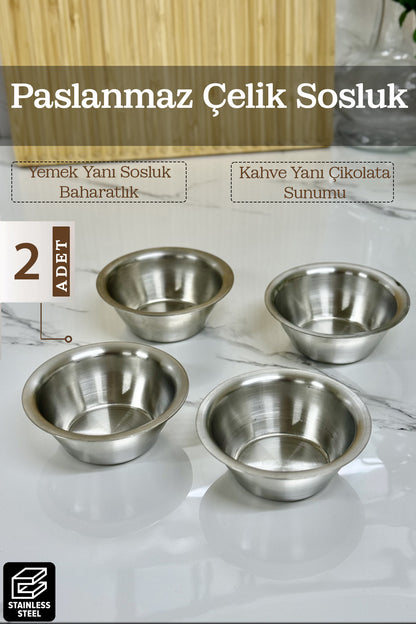 Paslanmaz Çelik Sosluk Seti Kahve Yanı Sunum Baharat Ketçap Mayonezlik Kafe Restorant
