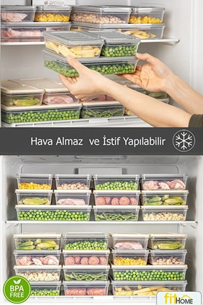 9’lu Buzdolabı Düzenleyici Saklama Kabı Seti Mikrodalga Uyumlu BPA Free Dolap İçi Düzenleyici