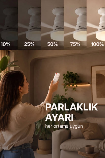Sessiz Led Işıklı Çok Fonksiyonlu Kolay Kurulum Tavan Vantilatörü 6 KANATLI