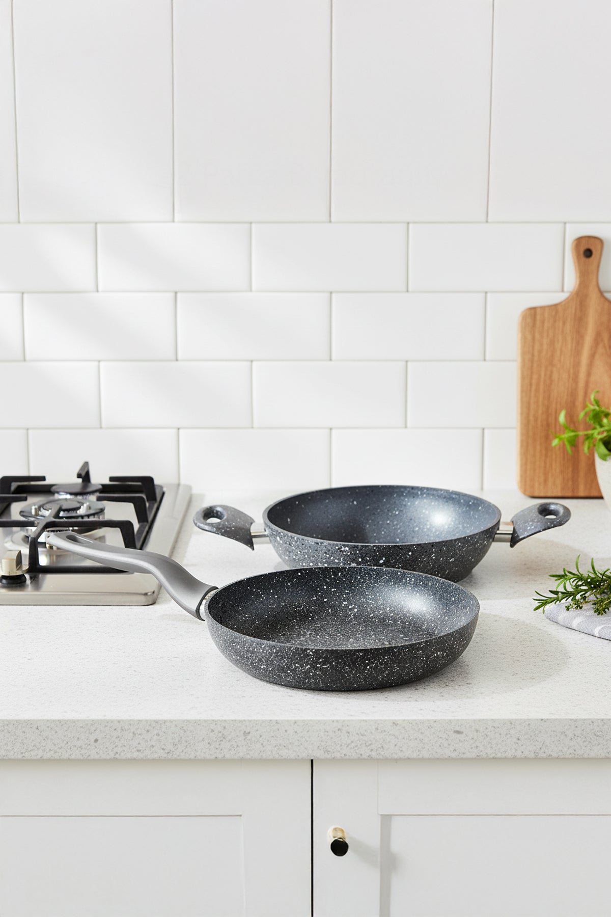 2 Parça 24 CM Bio Granit Sahan ve Tava Seti Yanmaz Yapışmaz, Sağlıklı ve Dayanıklı Kullanım