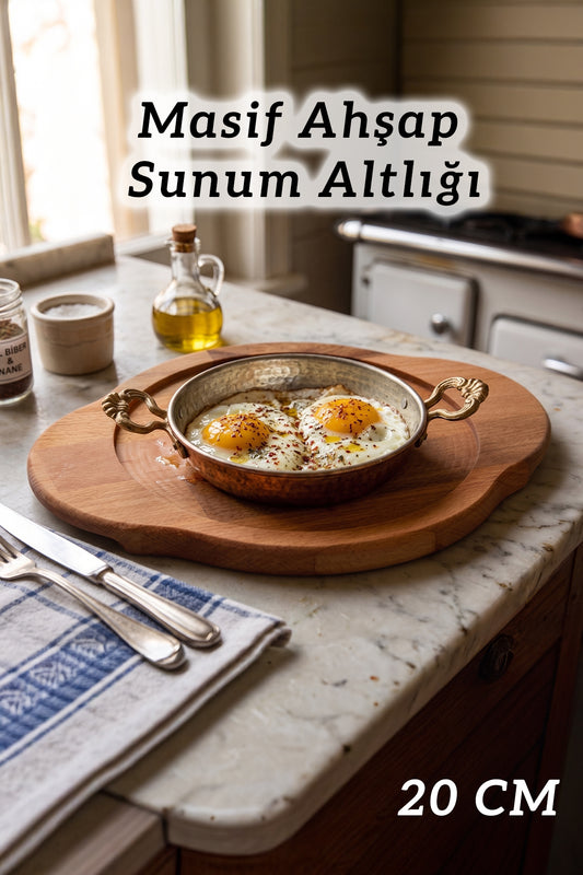 20 CM Doğal Ahşap Büyük Boy Sahan Çorba Bowl Tas Altlığı Nihale ve Sunum Tahtası