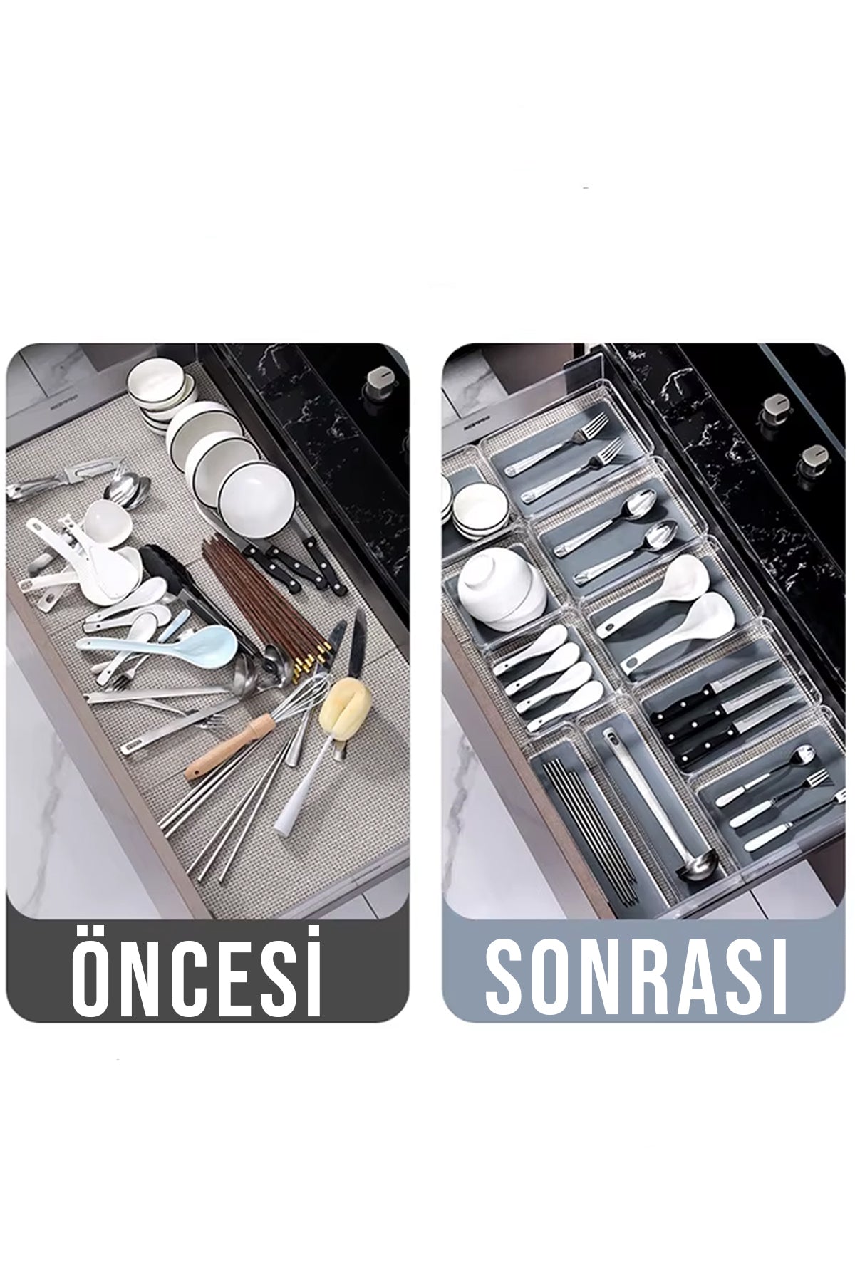 11 Li Kaşıklık ve Çekmece İçi Düzenleyici Modüler Organizer Set