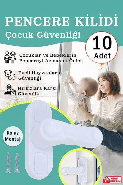 10 Adet Pencere Kilidi Pimapen Pvc Cam Balkon Kapı Çocuk Güvenlik Emiyet Kilidi