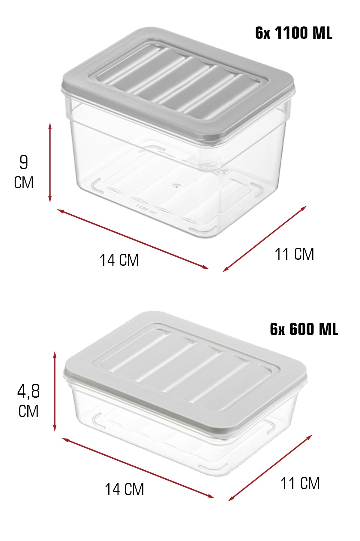 12’li Saklama Kabı Seti 6x1100 ml Derin 6x600 ml Sığ Mikrodalga ve Bulaşık Makinesi Uyumlu