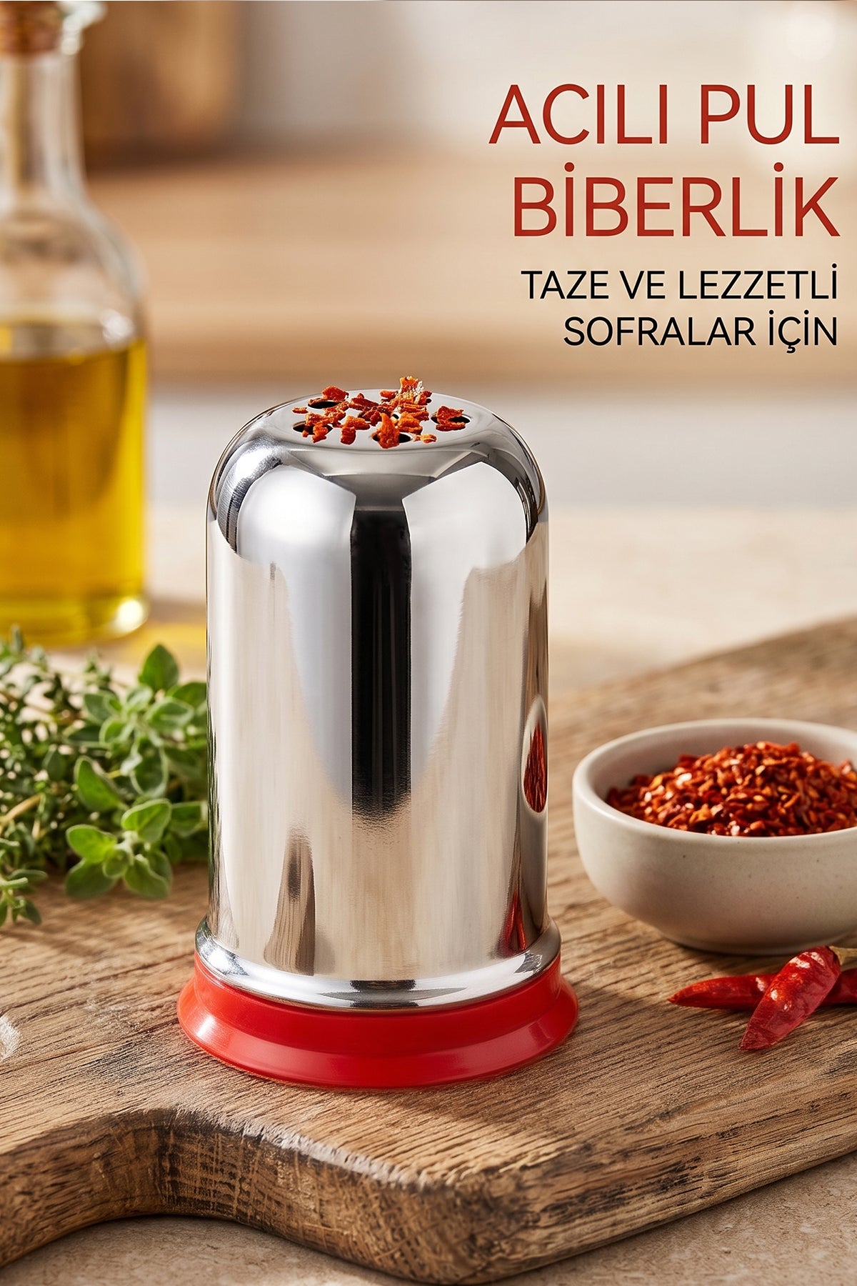5 Adet Paslanmaz Çelik Pul Biberlik | Lokanta Restoran Otel Kafe Pul Biberlik | Profesyonel Masaüstü Baharatlık