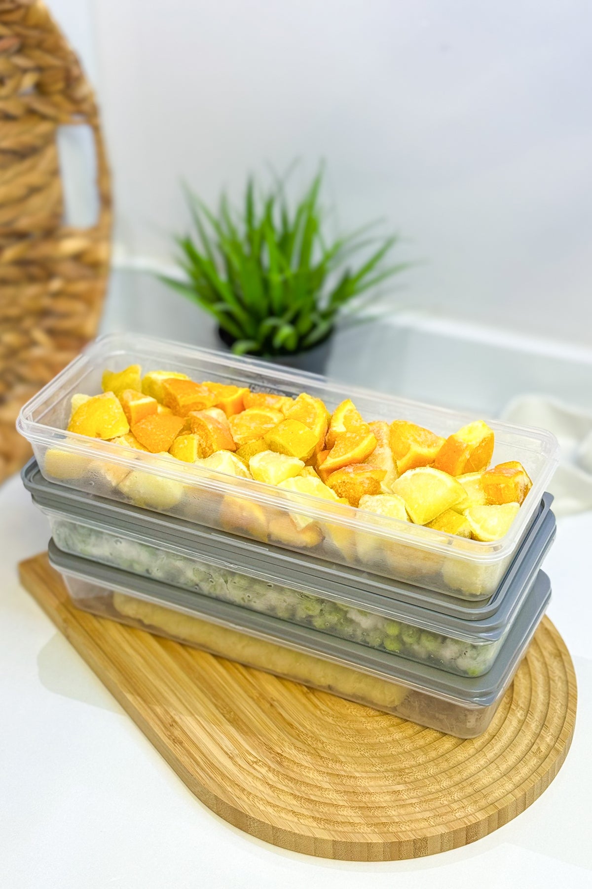 3'lü Buzdolabı Düzenleyici Difriz Organizer Mikrodalga Uygun Saklama Kabı 3 x 1170 ML Antrasit
