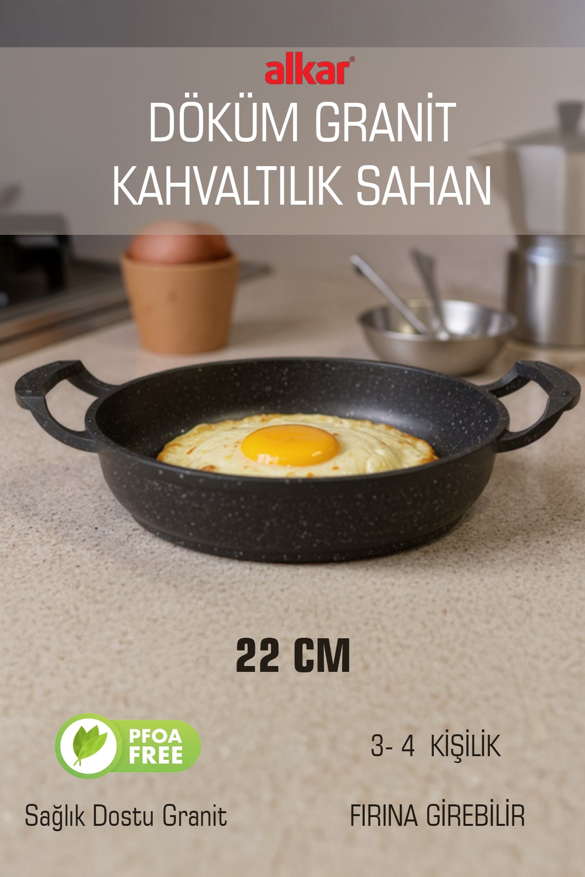Döküm Yapışmaz Kahvaltılık Fırına Girebilir Sahan Yumurta Sahanı