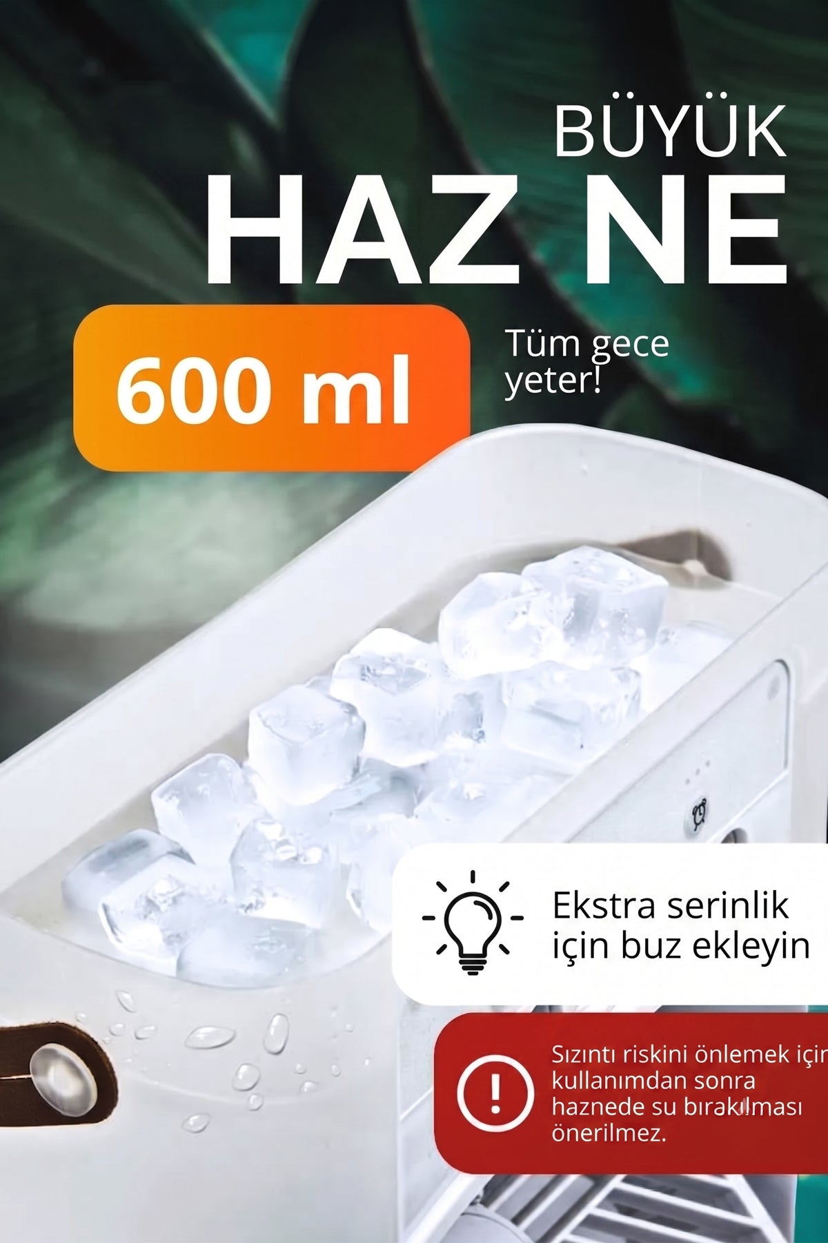 Çok Fonksiyonlu Su Hazneli Vantilatör - Nemlendirici, Aromaterapi ve 7 Renk Taşınabilir USB Tip-C