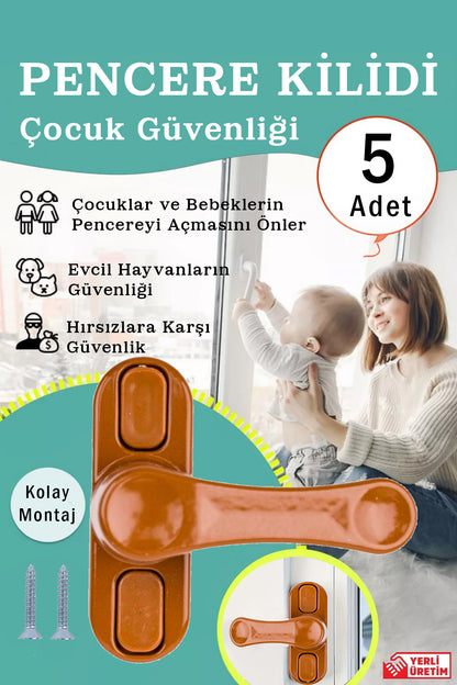5 Adet Pencere Kilidi Cam Balkon Pvc Pimapen Kilidi Çocuk Emniyet ve Güvenlik Kilidi
