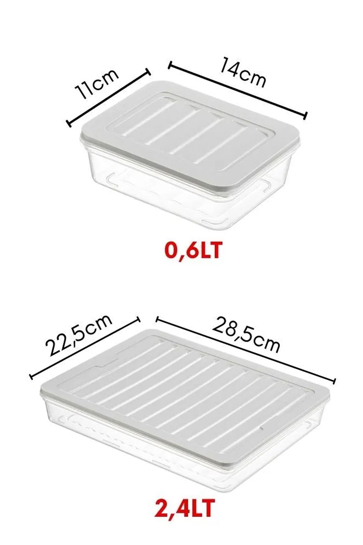 6'lı Buzdolabı ve Difriz Düzenleyici Çok Amaçlı  Saklama Kabı 2x2400ML 4x600ML