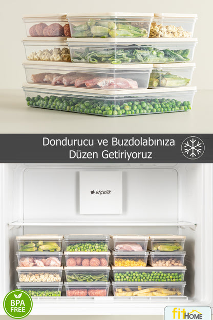 6 Adet 2400 ML Buzluk Derin Dondurucu Buzdolabı Düzenleyici Hava Almaz Saklama Kabı