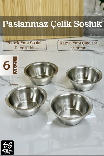 Paslanmaz Çelik Sosluk Seti Kahve Yanı Sunum Baharat Ketçap Mayonezlik Kafe Restorant