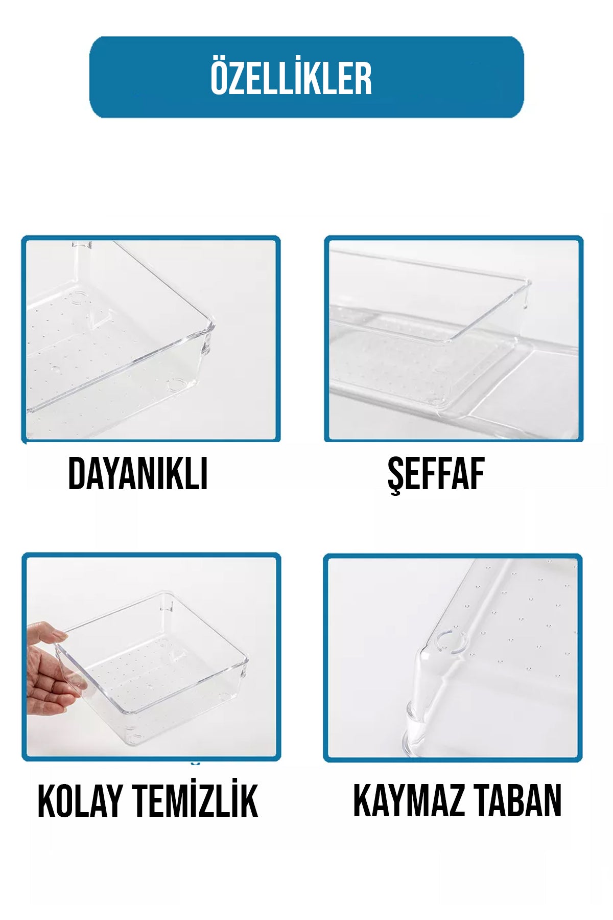 7 Parça Modüler Çok Amaçlı Makyaj ve Takı Organizeri Çekmece İçi Düzenleyici