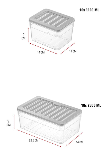 20’li Derin Saklama Kabı Seti 10x2500 ml 10x1100 ml – BPA’sız Sızdırmaz Mikrodalga Uyumlu