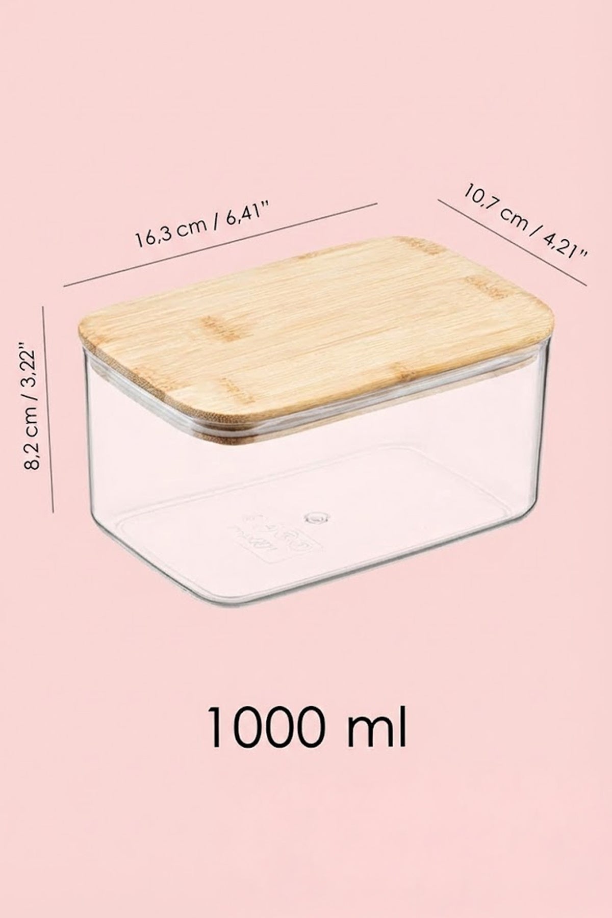 6’lı Bambu Kapaklı Dikdörtgen 1000 ML Hava Geçirmez Gıda Saklama Kabı Seti – 1 Litre
