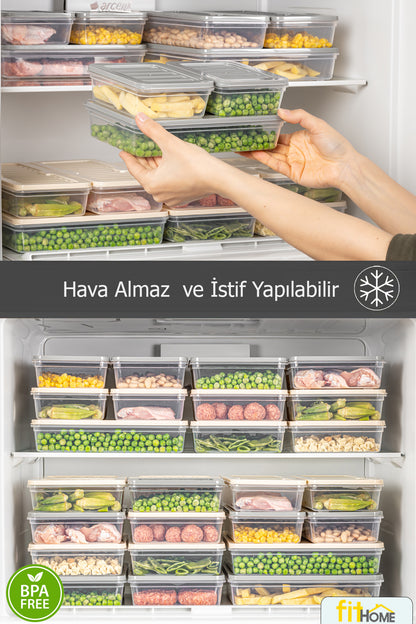 6'lı Buzdolabı ve Difriz Düzenleyici Çok Amaçlı  Saklama Kabı 2x2400ML 4x600ML