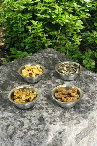 4 LÜ Paslanmaz Çelik Sunumluk Sosluk ve Çerezlik