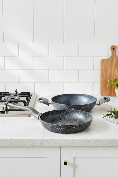 2 Parça 18 CM Sahan 22 CM Tava Bio Granit Sahan ve Tava Seti Yanmaz Yapışmaz