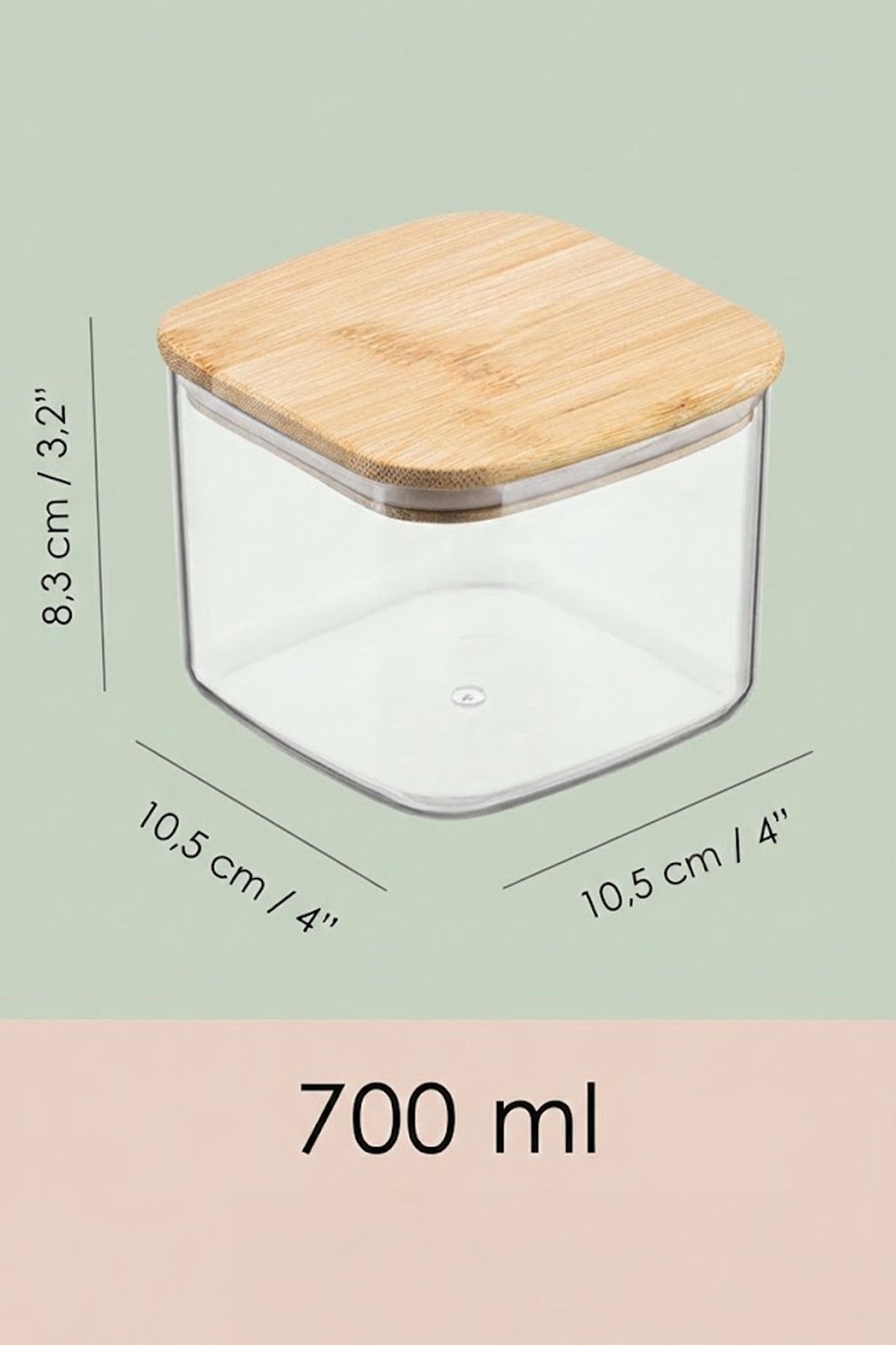 12’li Bambu Kapaklı Kare 700 ML Hava Geçirmez Gıda Saklama Kabı Seti