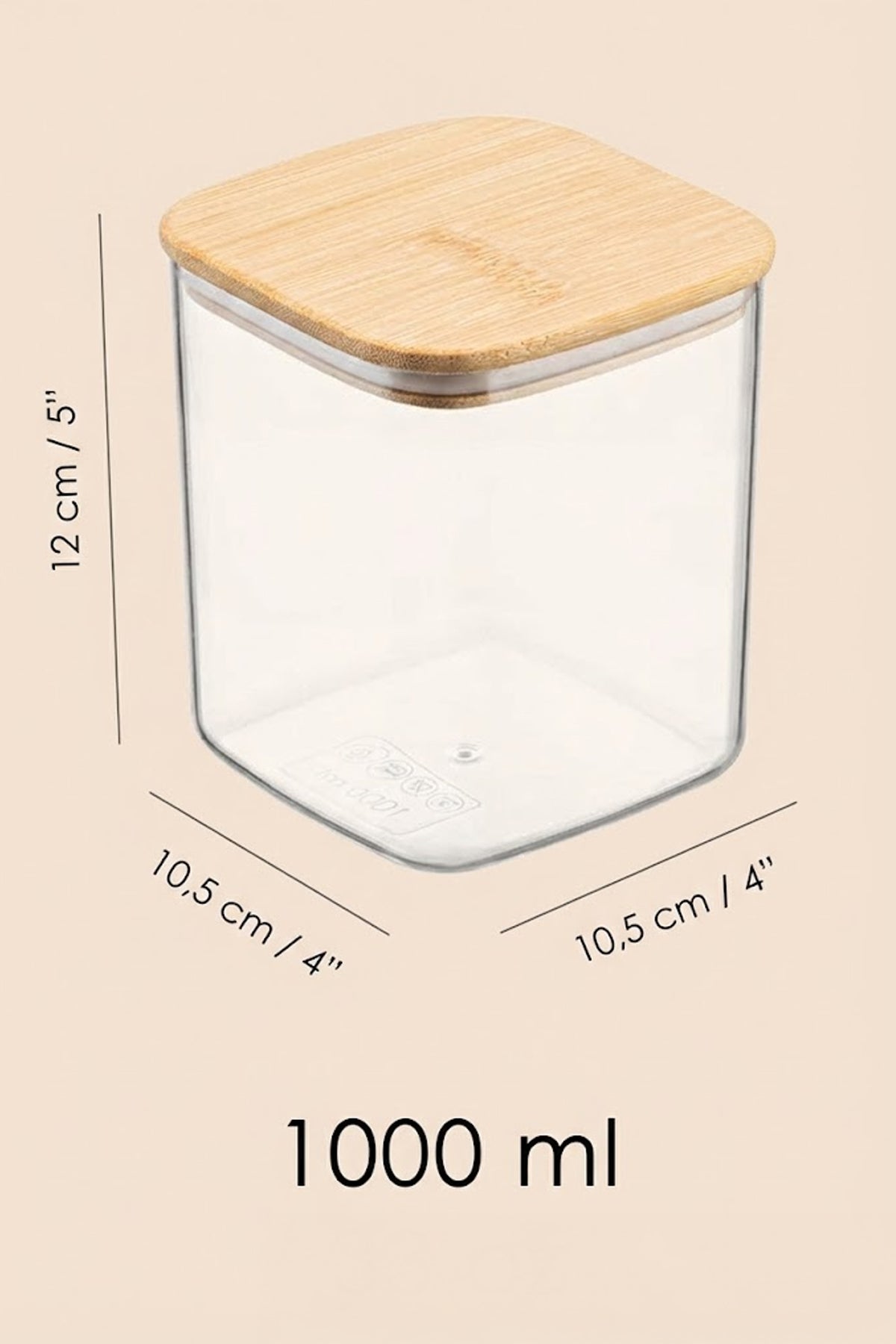 1 Litre Bambu Kapaklı Hava Geçirmez Contalı Gıda Bakliyat Saklama Kabı - 1000 ML