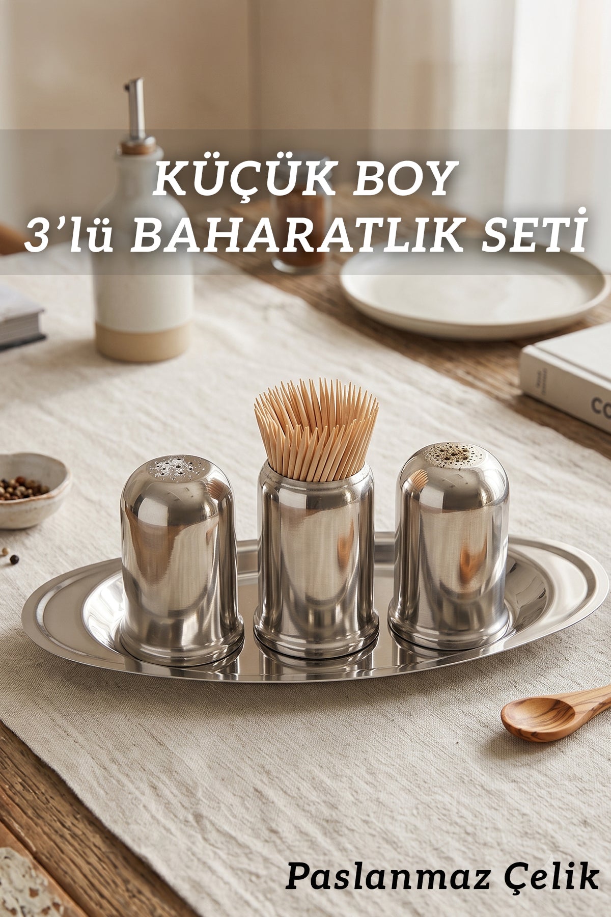 Küçük Boy Paslanmaz Çelik Tekli Baharatlık Metal Baharat Kabı Tuzluk Karabiberlik Ev Restoran Kafe Kullanımı