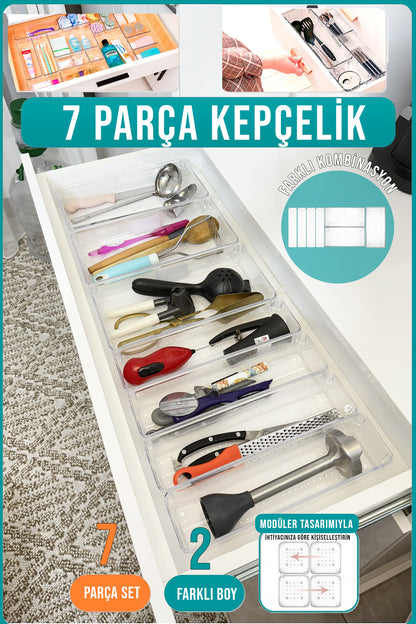 7'li Kepçelik Kepçe Düzenleyici Çekmece İçi Modüler Organizer