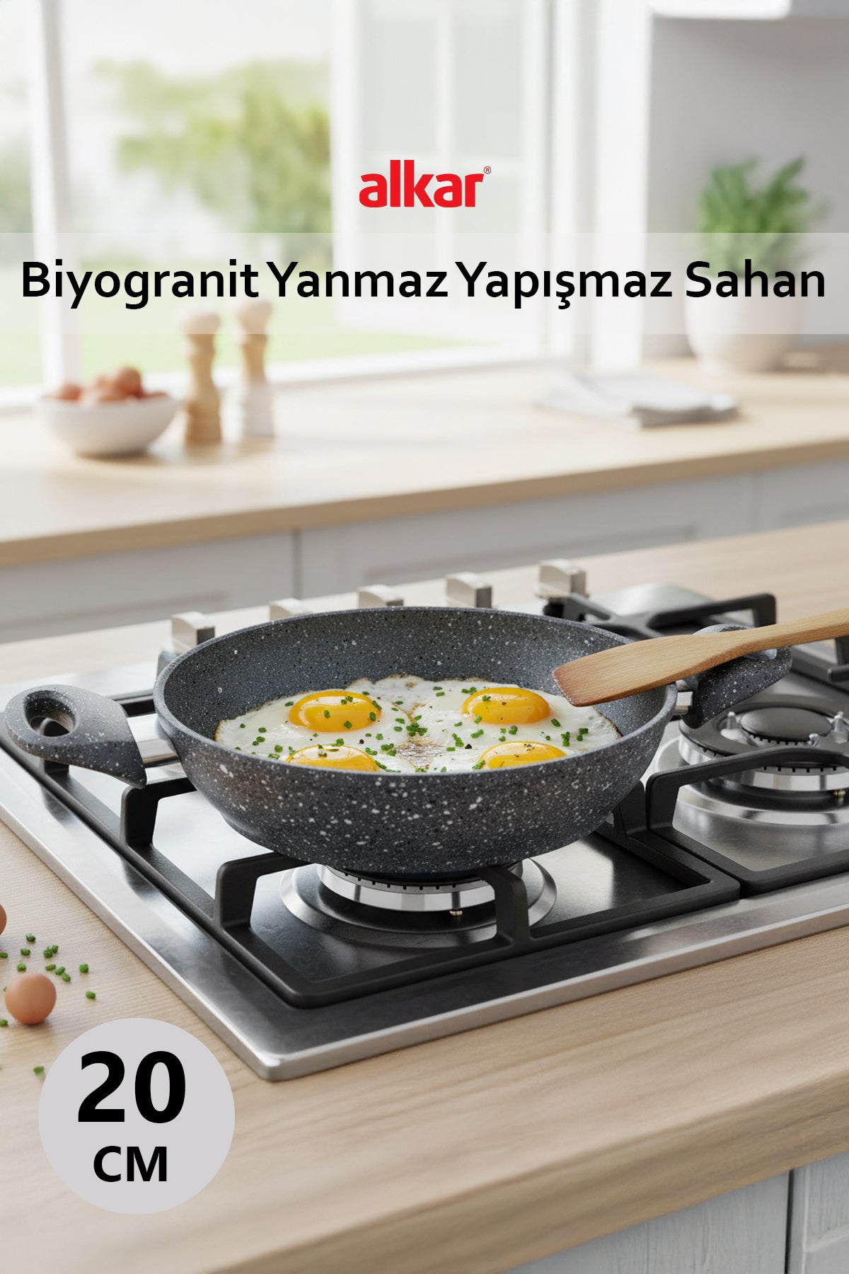 20 CM Dayanıklı Biyogranit Döküm Sahan – Yapışmaz Yüzey