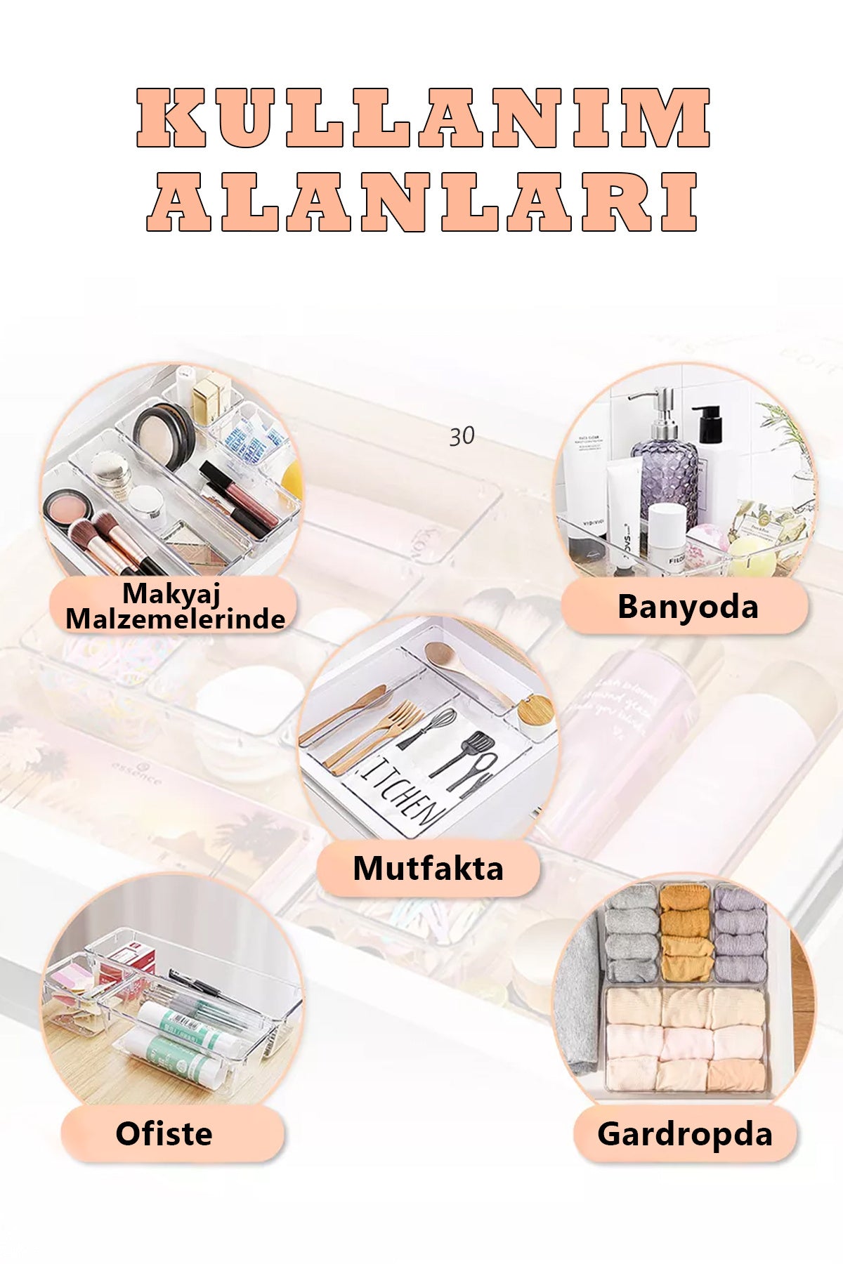 10'lu Modüler Makyaj Malzemeleri ve Takı Organizeri Çekmece Düzenleyici Set
