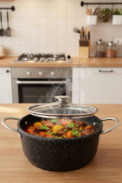 Büyük Boy Derin Yemek Tenceresi Döküm Granit 28 CM Fırına Girebilir