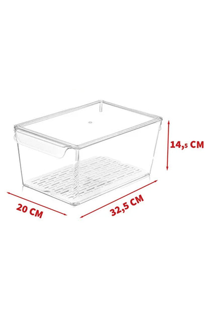 FrostyBox Büyük Boy Kapaklı Buzdolabı Düzenleyici & Dolap İçi Organizer Set 3 Adet