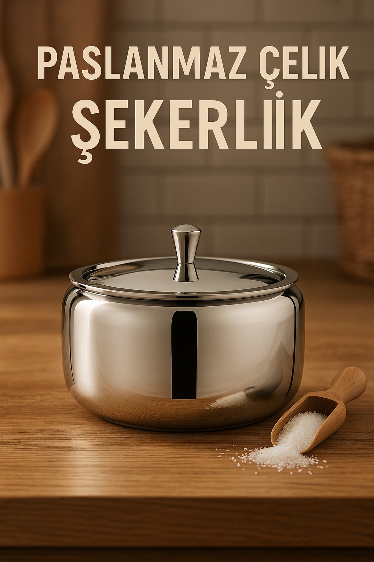 Paslanmaz Çelik Şık Görünümlü Şekerlik Parlak