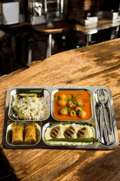 Metal Paslanmaz Çelik Yemek Tabldot Servis Tabağı Fabrika Hastane Okul Çok Amaçlı Kullanım