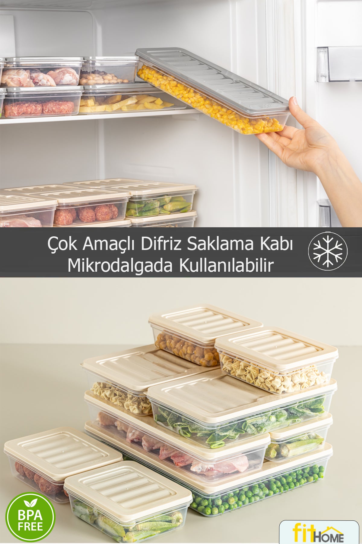 2'li Fitbox Set 2400 ML Hava Geçirmez Buzdolabı ve Buzluk Düzenleyici